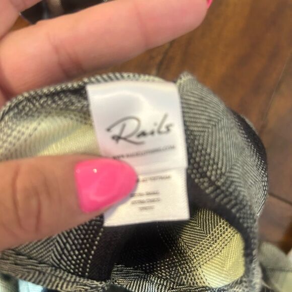 NWOT Rails Jackson Flannel Button Down in Black & Azure XS - Picture 4 of 5